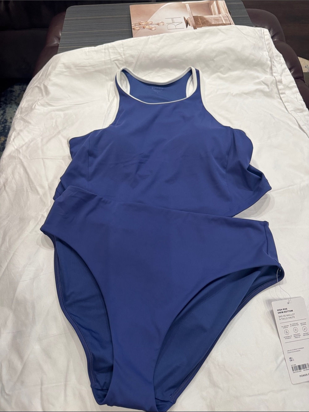 Athleta Royal Blue High-Neck Two-Piece Swim Bikini